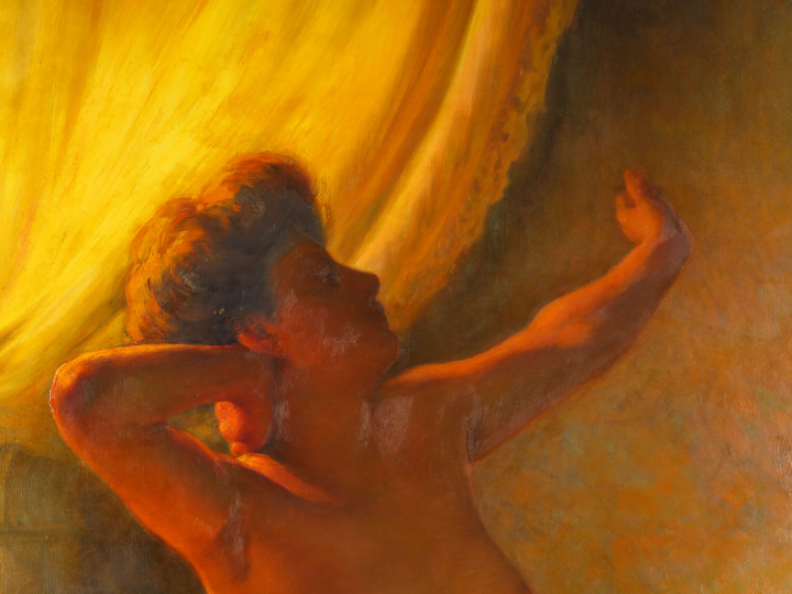 E. CHATEIGNON "Insomnie" Huile sur toile.  Signée en bas à gauche.  Da