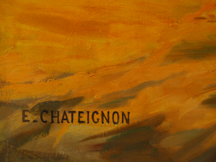 E. CHATEIGNON "Insomnie" Huile sur toile.  Signée en bas à gauche.  Da