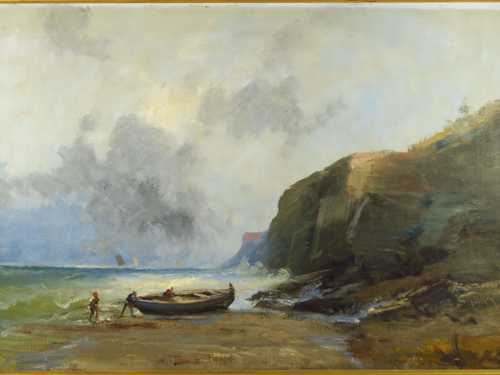 GODCHAUX "Retour de pêche" Huile sur toile. Signée en bas à droite.  7