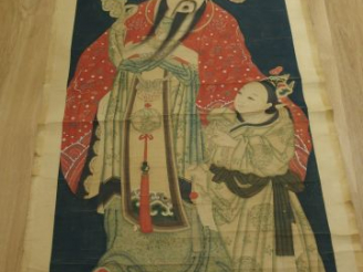 Vente aux enchères Peinture reprsésentant la divinité du Tao recevant les offrandes d'un 