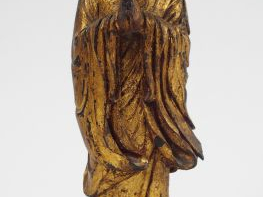 Statuette en bronze laqué et partiellement doré, représentant Lohan en