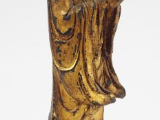 Statuette en bronze laqué et partiellement doré, représentant Lohan en