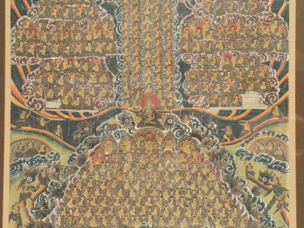 Tanka à représentation des 1 000 bouddhas.  Tibet, vers 1900.  58 x 44