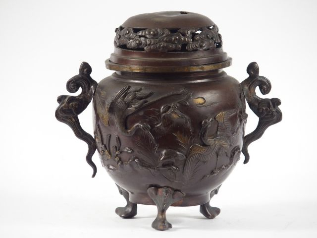 Brûle-parfum en bronze Japon. (manques)