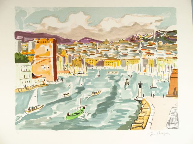 Yves BRAYER 'Marseille'. Exemplaire sur vélin d'Arches avec suite sur 