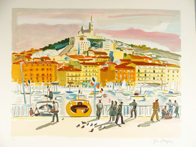 Yves BRAYER 'Marseille'. Exemplaire sur vélin d'Arches avec suite sur 