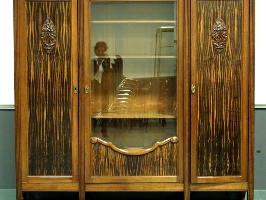 	Bibliothèque Art Déco en acajou et ébène de macassar, à décor sculpté