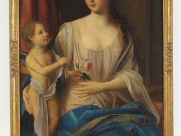 Ecole française du début du XVIII siècle 'Portrait de jeune femme tena
