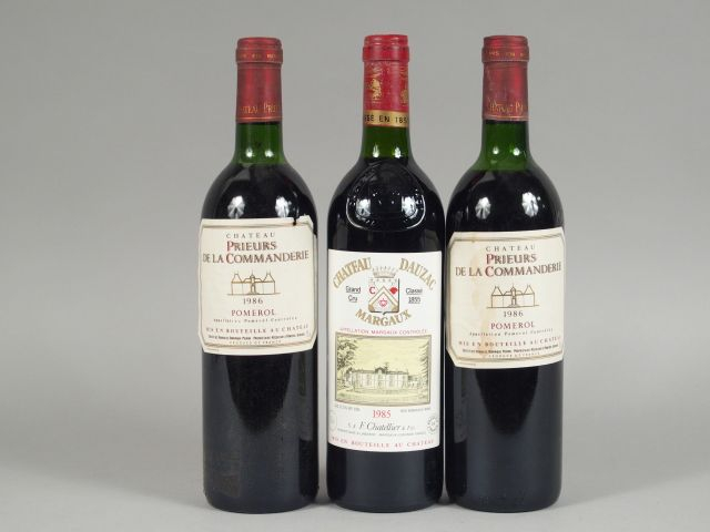 3 BOUTEILLES : 2 CHÂTEAU PRIEURS DE LA COMMANDERIE POMEROL 1986 1 LB/1