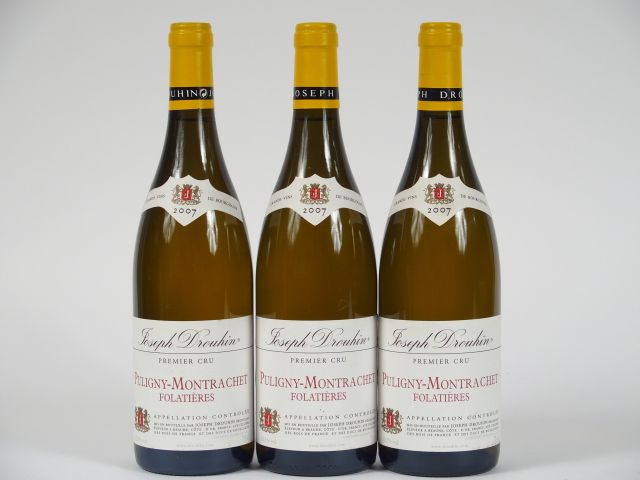 3 BOUTEILLES PULIGNY MONTRACHET 1er CRU 'LES FOLATIERES' J. DROUHIN - 