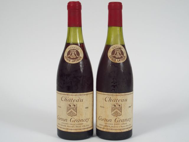 2 BOUTEILLES CHÂTEAU CORTON GRANCEY GC L. LATOUR - 1966 - 3,5 CM/4 CM