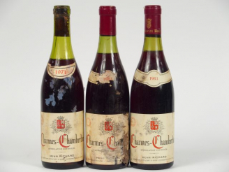 Vente aux enchères 3 BOUTEILLES CHARMES CHAMBERTIN H. RICHARD : 1 de 1971 4 CM/CAPS ABS -