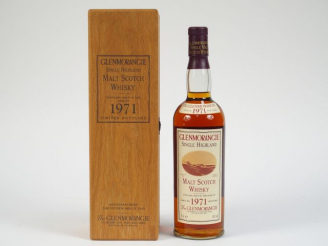 Vente aux enchères 1 BOUTEILLE GLENMORANGIE OB 		70cl 	43% - Millésime : 	1971