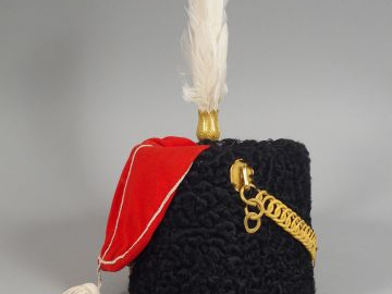 Talpack mi XIXéme pour officier, fut habillé d’astrakan noir 135mm de 