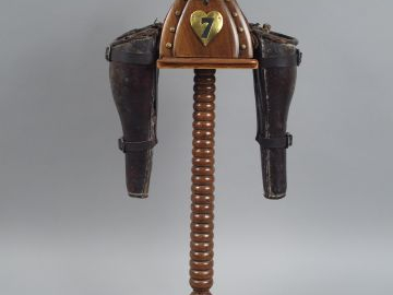 Paire de fontes de pistolet en cuir fauve troupe. Début XIXéme. On y j