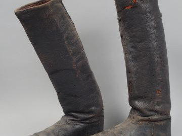 Paires de bottes de cavalier semelle cuir, cuir noir. XIXème siècle. (