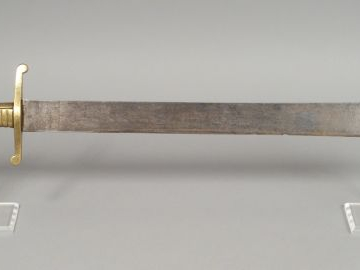 Couteau de fascine germanique, fusée en bronze fondu, garde contrariée