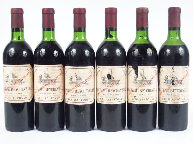 6 BOUTEILLES CHÂTEAU BEYCHEVELLE GCC ST JULIEN - 1970 - 4 LB/1 HEP/1 M