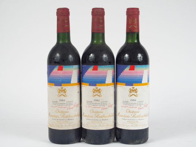 3 BOUTEILLES CHÂTEAU MOUTON ROTHSCHILD 1er GCC PAUILLAC - 1984 - 2 BG/
