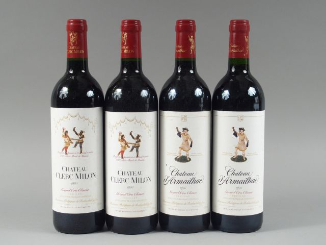 4 BOUTEILLES : 2 CHÂTEAU CLERC MILON GCC PAUILLAC 1995 - 2 CHÂTEAU D'A