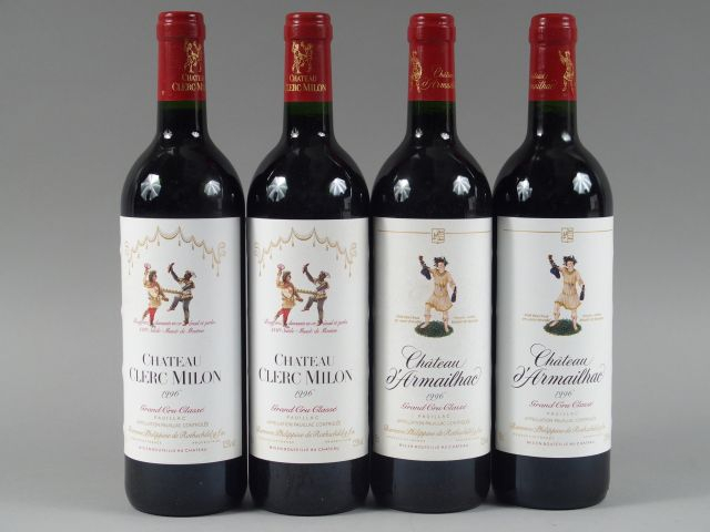 4 BOUTEILLES : 2 CHÂTEAU CLERC MILON GCC PAUILLAC 1996 - 2 CHÂTEAU D'A