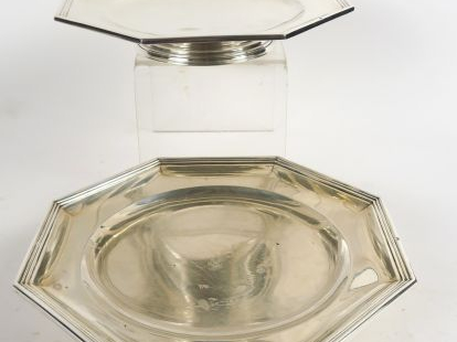 Paire de compotiers en argent, poinçon Minerve, modèle à pans coupés. 