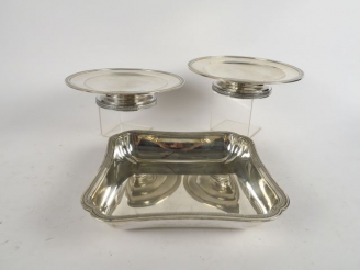 Vente aux enchères Paire de coupes sur talon et jatte carrée en argent, poinçon Minerve, 