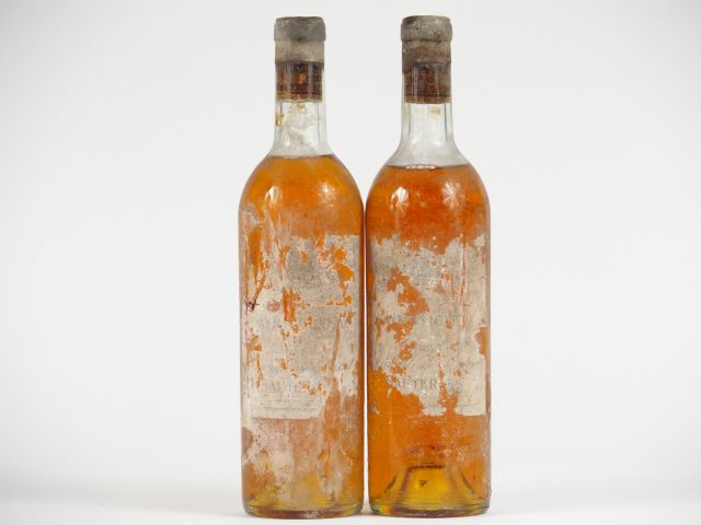 2 BOUTEILLES CHÂTEAU RAYNE VIGNEAU 1er CC SAUTERNES - 1955 - 1 LB/1 HE