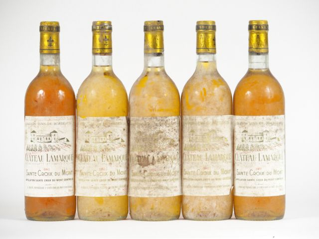 5 BOUTEILLES CHÂTEAU LAMARQUE STE CROIX DU MONT - 1982 - BS/ET