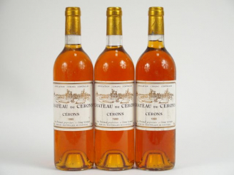 Vente aux enchères 3 BOUTEILLES CHÂTEAU DE CERONS CERONS J. PERROMAT - 1990