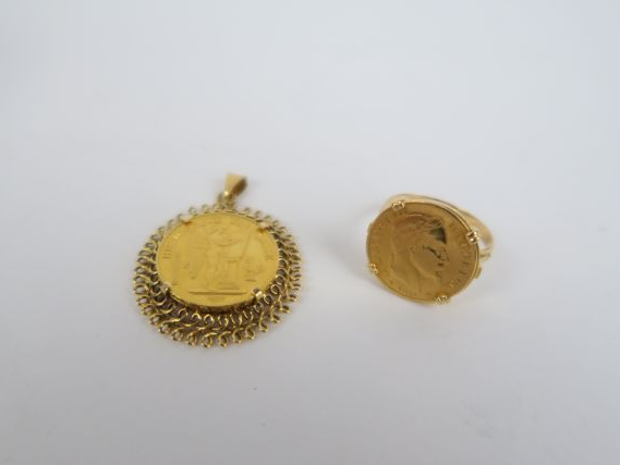 Pièce de 20 Francs or, montée en bague. 6 g. Pièce de 20 Francs or mon