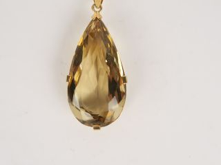 CC-Grand pendentif quartz fumé en forme de goutte, monture en or.