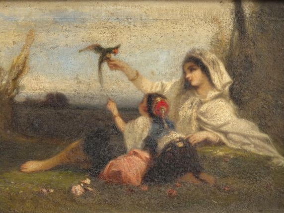 DEVEDEUX "Jeunes Grecs". Huile sur toile. Signée en bas à gauche.  19 