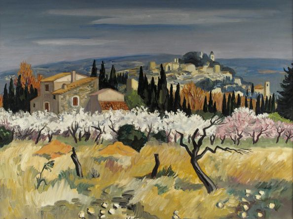 Y. BRAYER. "Printemps à Eygalières". Huile sur toile. Signée en bas à 