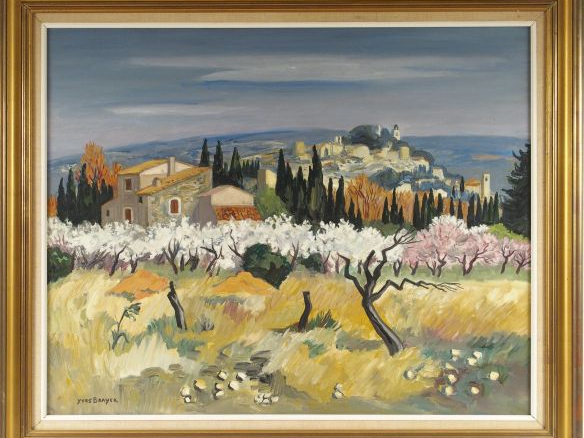 Y. BRAYER. "Printemps à Eygalières". Huile sur toile. Signée en bas à 