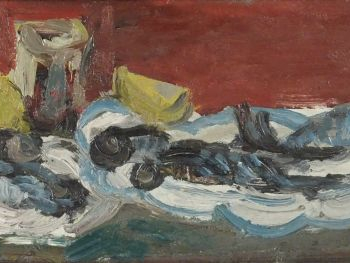 COTTAVOZ "Nature morte".  Huile sur toile. Signée en bas à droite. 15,