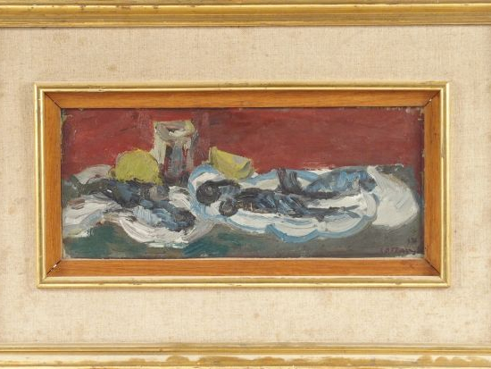 COTTAVOZ "Nature morte".  Huile sur toile. Signée en bas à droite. 15,