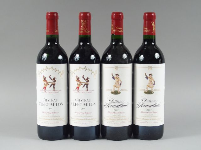 4 BOUTEILLES : 2 CHÂTEAU CLERC MILON GCC PAUILLAC 1993 - 2 CHÂTEAU D'A