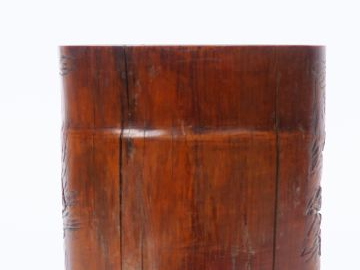 Porte pinceaux en bambou sculpté à décor d'une assemblée de lettrés da