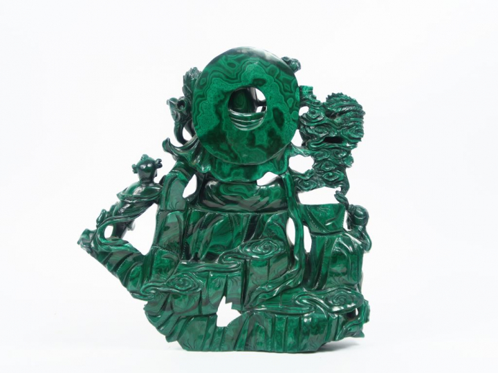Groupe en malakite représentant la déesse Lagoini.  Chine, XXème siècl