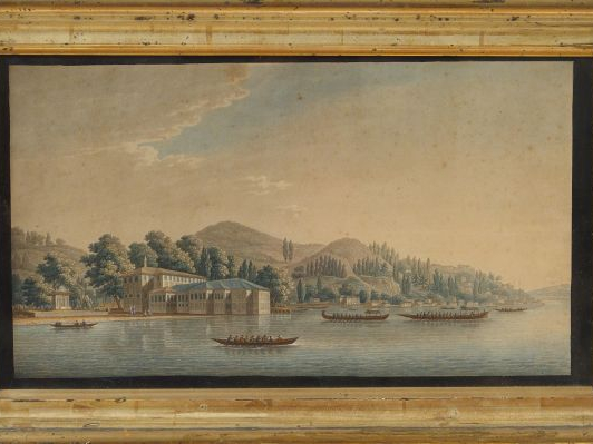 Paire de gravures XIXème en couleur "Vue animée du Bosphore" et "Vue a