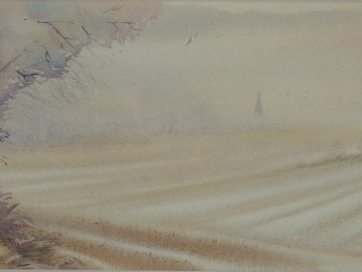 Daniel CAUDY "Paysage d’hiver". Aquarelle, signée en bas à droite.  11