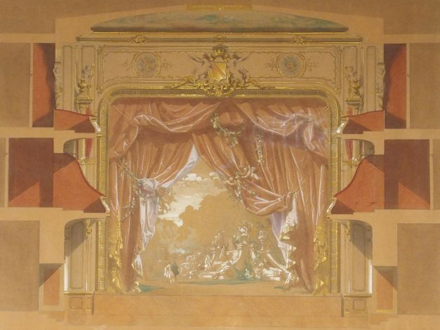 Charles COUTEAU "Coupe transversale pour le théâtre de Bade". Aquarell