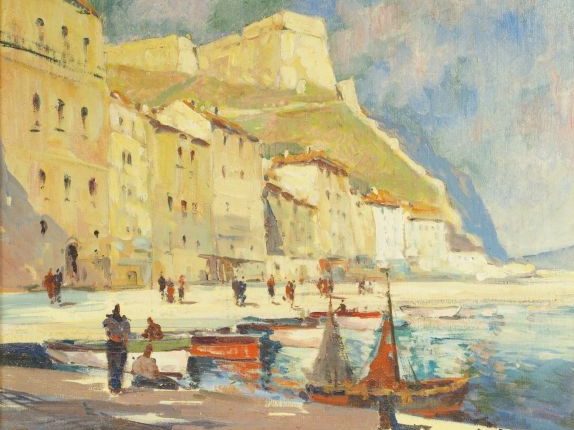 Henri SCHAEFFER "Vue de Bonifacio". Huile sur toile,signée en bas à dr