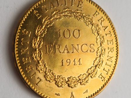 1 pièce de 100 francs or 1911, A