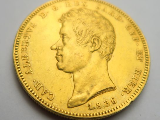 1 pièce de 100 lires or : 1836, L. Frais acheteurs : 5 % HT