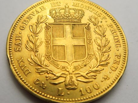 1 pièce de 100 lires or : 1836, L. Frais acheteurs : 5 % HT