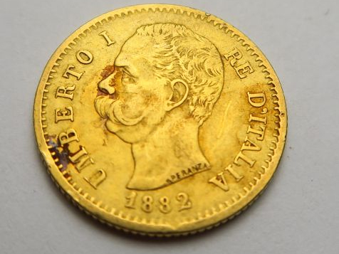 1 pièce de 20 Lires or, 1882. Frais acheteurs : 5 % HT