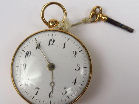 Montre de gousset en or 14 carats, avec sa clé. Poids tel : 58 g