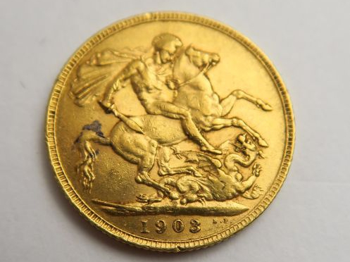 1 pièce Edouard VII en or. 1908